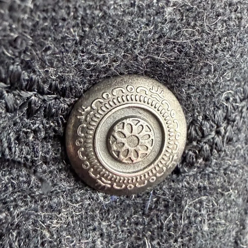 Chico’s Jacket Blazer Sz S Speckled Gray Textured Hook-Loop Recycled Wool